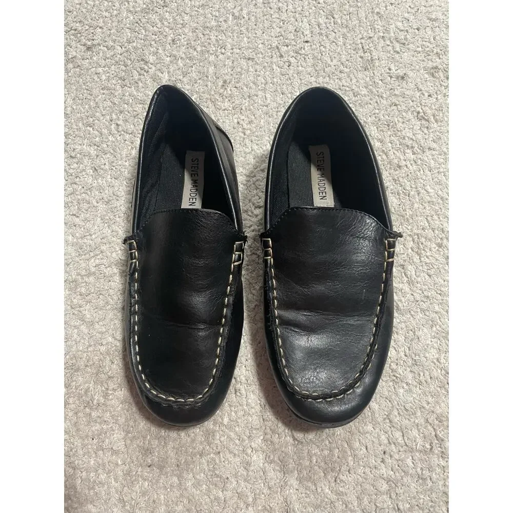 Steve Madden Slip On Driving Loafers Black Youth Size 4 BCCompton BCPM01MB Boys
